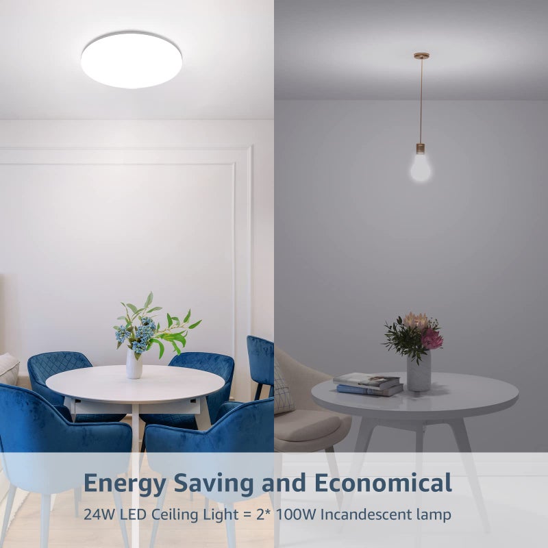 Lepro ضوء سقف LED مدمج 11 بوصة 24 واط من ليبرو 2400 لومن مكافئ 200 واط، مقاوم للماء، ضوء نهاري أبيض 5000 كيلفن، تركيبة ساطعة للسقف للمطبخ، الحمام، غرفة الغسيل، الممر، غير قابل للتعتيم - Image 5